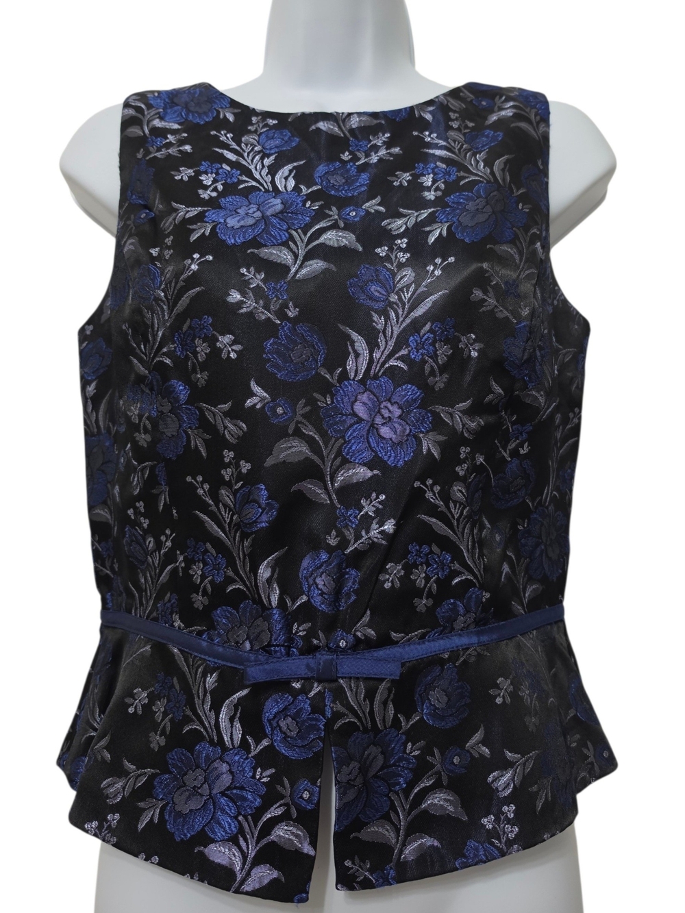 Scott McClintock | Vintage Floral Jacquard Formal Top Bow Belt 90s Y2K Brocade